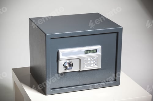 Preview: Closed safe on grey background