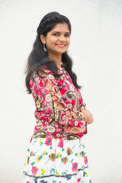 Preview: Portrait of beautiful indian smiling girl.