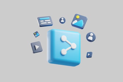 Vista previa: Elementos del icono para compartir la comunicación