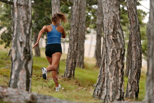 Preview: Fearless Woman Conquering Wooden Obstacles in the Dangerous Forest Terrain.