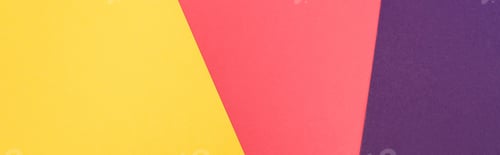 Preview: top view of colorful abstract yellow, purple and pink paper background, panoramic shot