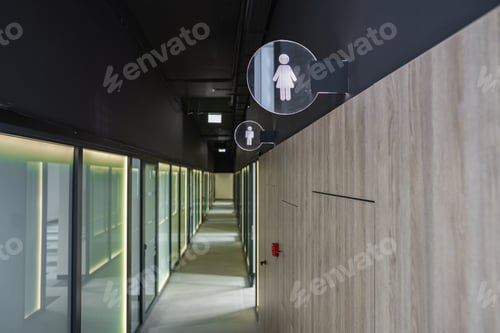 Preview: Long Hallway With Toilet Sign