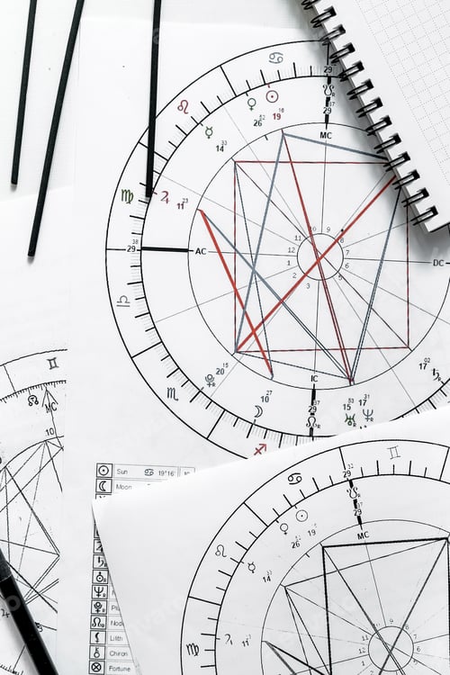 Preview: Astrology. Astrologer calculates natal chart and makes a forecast of fate Tarot cards, Fortune telli