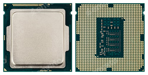 Preview: CPU (Central processing unit) microchip, isolated on white background