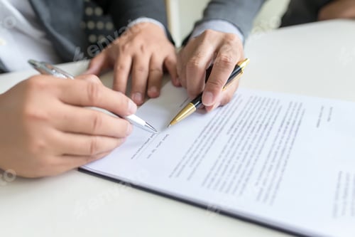 Preview: Business people, signing a contract, meeting together at a meeting.