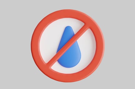 Preview: Water droplet in red circle with diagonal line.