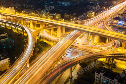 Preview: city highway overpass at night