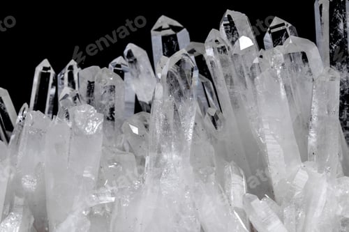Preview: Macro Mineral Stone Rhinestone in Crystals on a Black Background