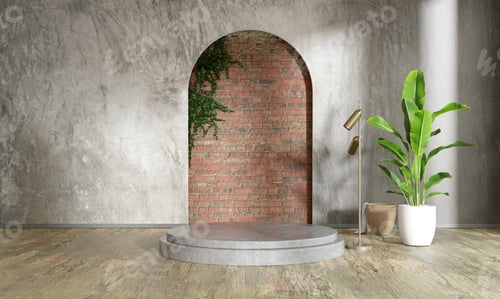 Preview: Cement podium mock-up design, loft podium presentations product