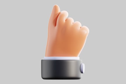 Preview: Hand with extended index finger on a gray cylinder