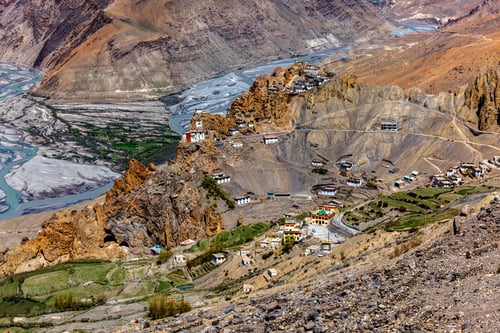 Preview: Dhankar monastry perched on a cliff in Himalayas, India