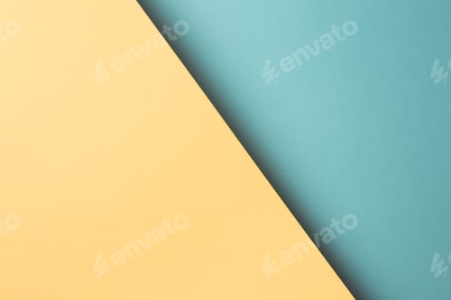 Preview: Colorful and minimalist background with blue and yellow pastel colors copy space and modern design
