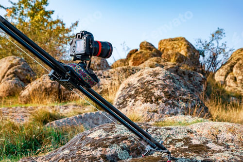 Preview: Camera on slider shots hills in the Carpathians mountains