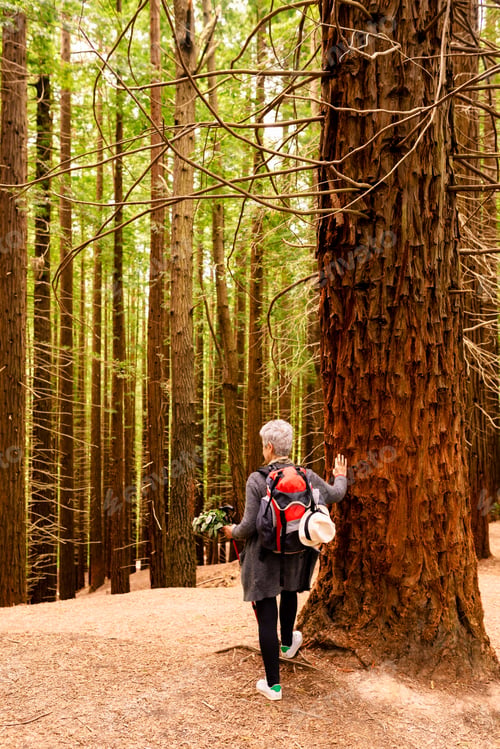 Preview: old woman with backpack
