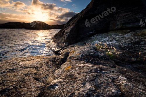 Preview: beautiful sunrise on sea coast