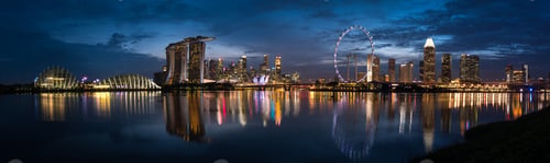 Preview: Panoramic shot of a Singapore city in blue sky background