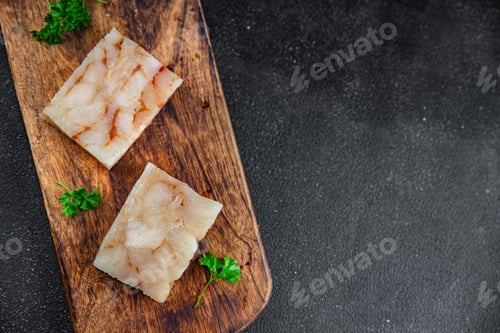 Preview: fish briquette raw fillet seafood cooking defrost appetizer meal food snack on the table copy space