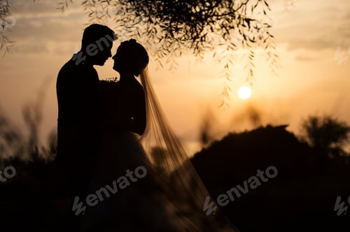 Preview: Marriage of woman and man embracing in darkness