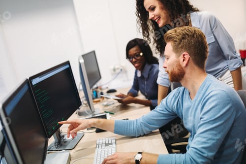 Preview: Software engineers working on project and programming in company