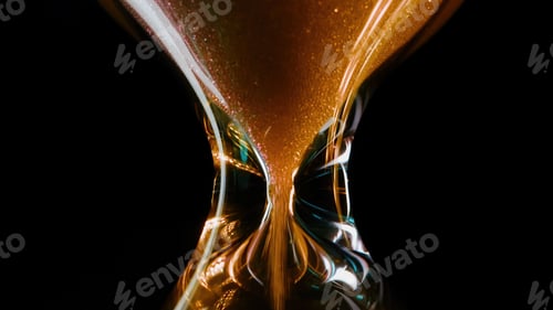 Preview: Elegant hourglass macro background. Tiny sand grains falls from upper bulb.