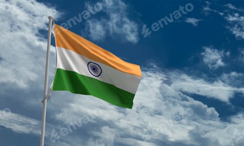 Preview: india flag nation country blue sky background copy space cloudy celebration festival indian person p