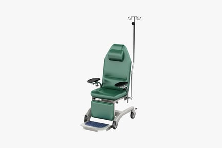 Preview: Mobile medical examination chair with integrated tray and supply hooks