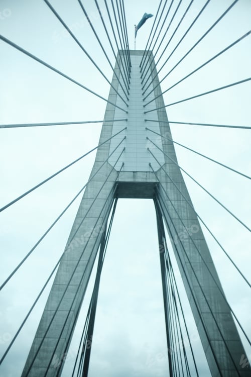 Preview: Low angle view of the pedestrian bridge under the blue sky