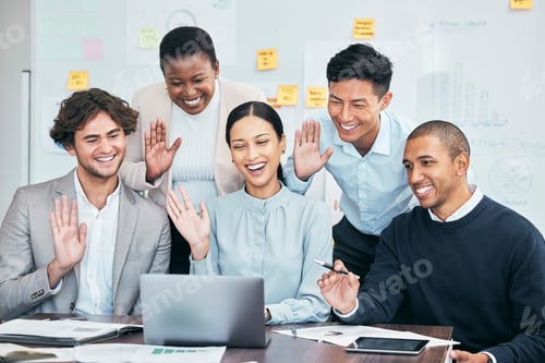 Preview: Online team meeting, videocall or conference coaching zoom call in advertising agency. Office busin