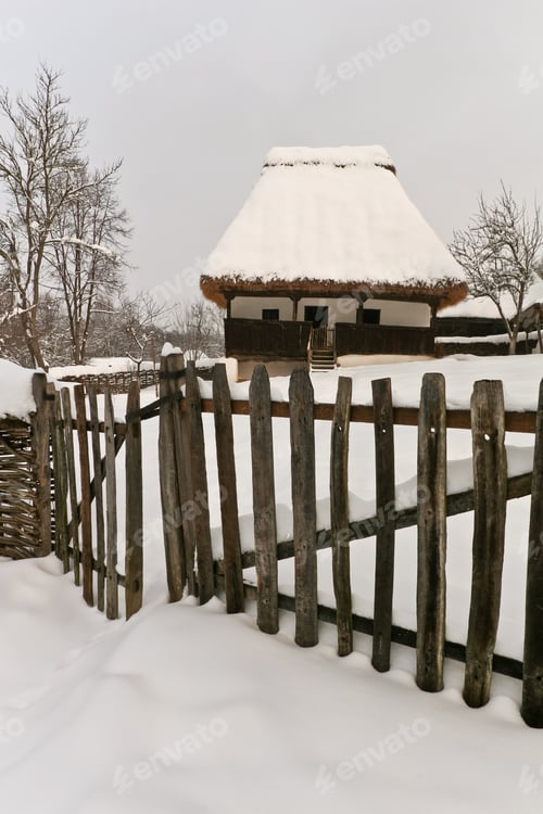 Preview: rustic house in winter