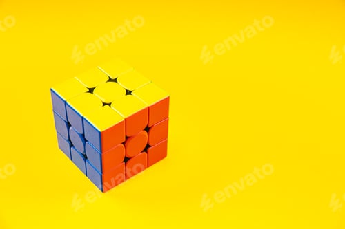 Preview: Rubik's Cube Speedcubing educational game concept speed cubing fine motor game copy space background