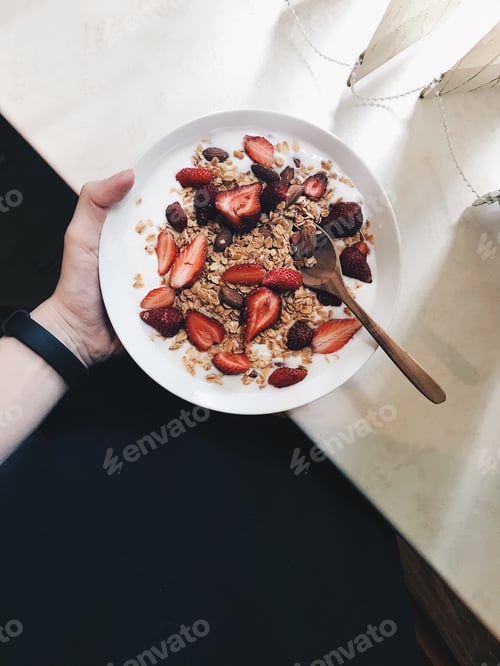 Preview: Healthy Breakfast with Strawberries, Granola, and Yogurt
