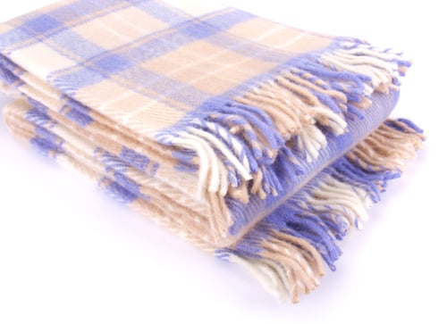 Preview: Soft and warm folded wool plaid with fringe