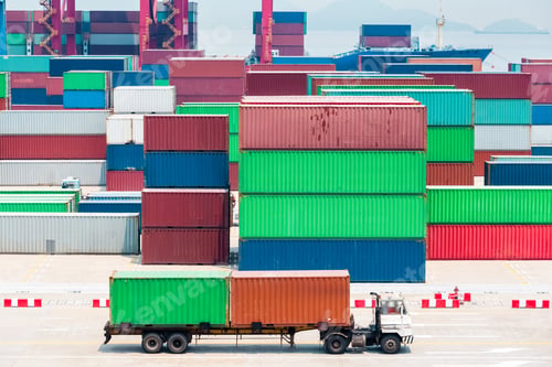 Preview: modern container terminal closeup