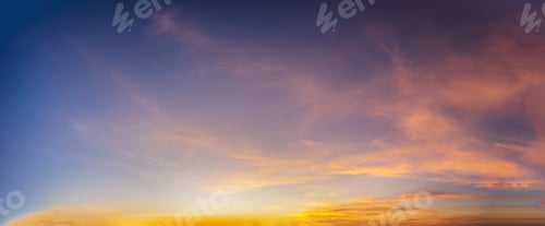 Preview: Beautiful dramatic and colorful sky at sunset over the mountains, Banner panorama