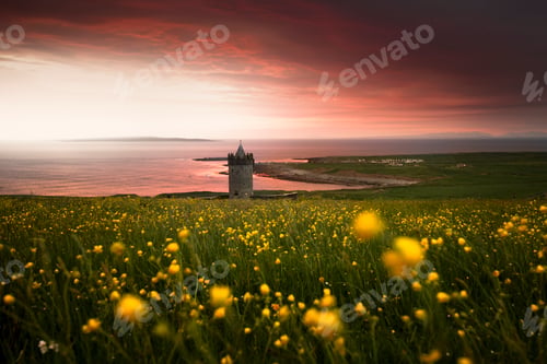 Preview: Doonagore Castle, Doolin Castle at sunset, Doolin, Clare, Ireland