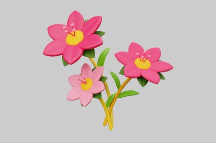 Preview: Cartoon pink flowers arrangement bundle