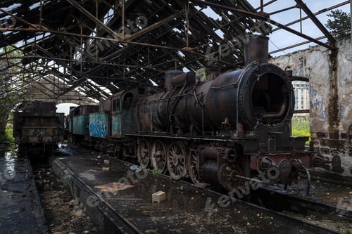 Preview: Old locomotives in an old beautiful train yard captured in Lebanon