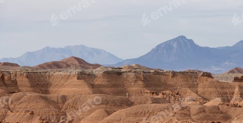 Preview: Red Rock Formations and Hoodoos in the Desert at Sunrise.