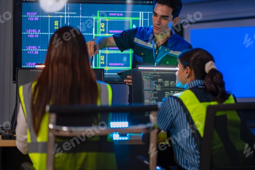 Preview: Group of programmers are brainstorming and working at the office.