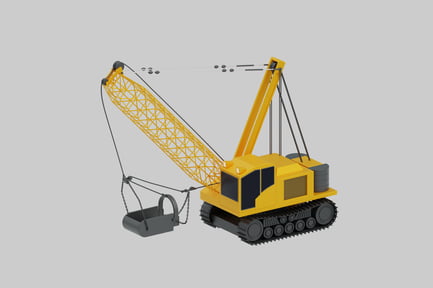 Aperçu: Grue excavatrice à chenilles jaune