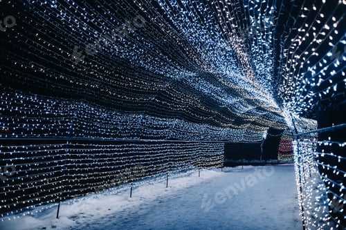Preview: Night Christmas lights are beautifully decorated in the city on the street