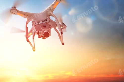 Preview: drone in the sunset sky