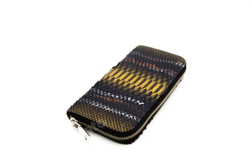 Preview: Black golden snakeskin wallet purse isolated on a white background