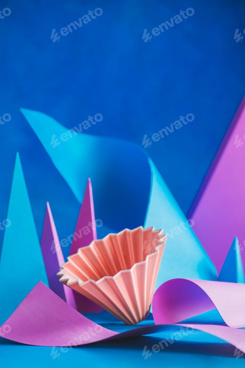 Preview: Ceramic origami dipper, pour-over coffee brewing equipment with paper shapes, pyramids, and curves