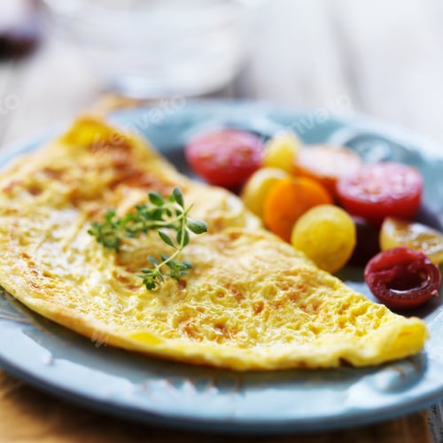 Preview: breakfast omelet with heirloom tomatoes