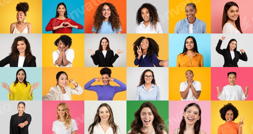 Preview: Celebrating diversity and joy through a vibrant collage of cheerful women