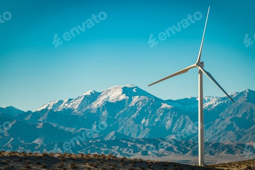 Preview: Wind Turbine and San Bernardino Mountains California USA