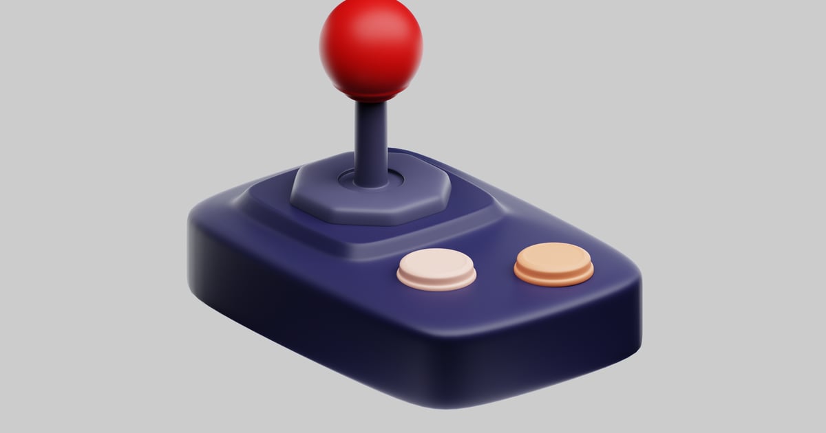 Retro console controller with buttons 3D, Incl. arcade & Blue - Envato