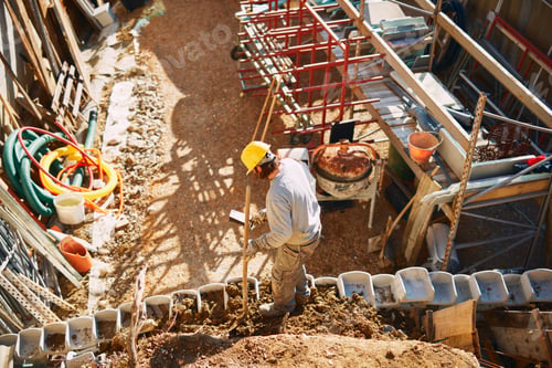 Preview: Construction Worker On A Heavy Site Doing Hard Work.