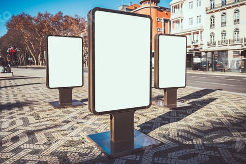 Preview: Empty posters on a street, template